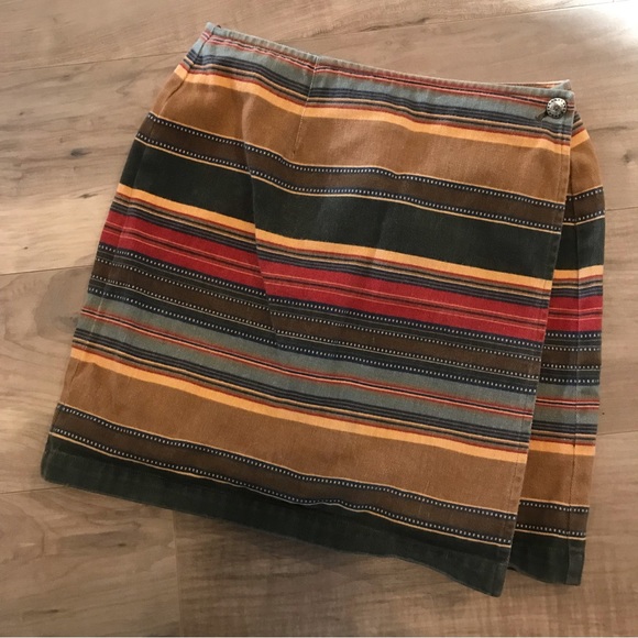 Vintage Southwestern Style Striped Wrap Skirt Runs Small - see measurements. - Picture 1 of 9